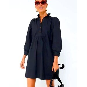 Pomander Place Tuckernuck Black Claiborne Dress Button Down Shift Puff Sleeve S